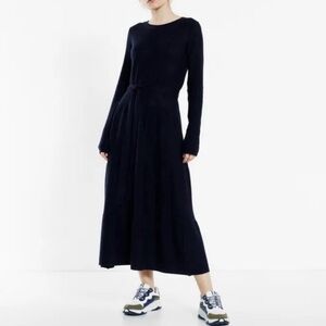 KOWTOW Kaolin Knit Dress Navy Blue Size M Quiet Luxury Organic Ethical Tie Waist